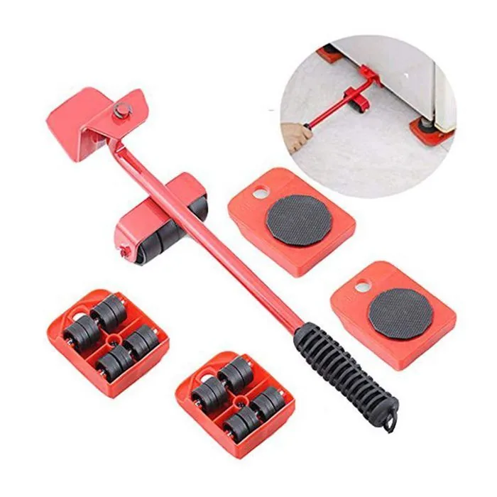 Kit de Déplacement de Meubles – 4 Patins à Roulettes et Levier