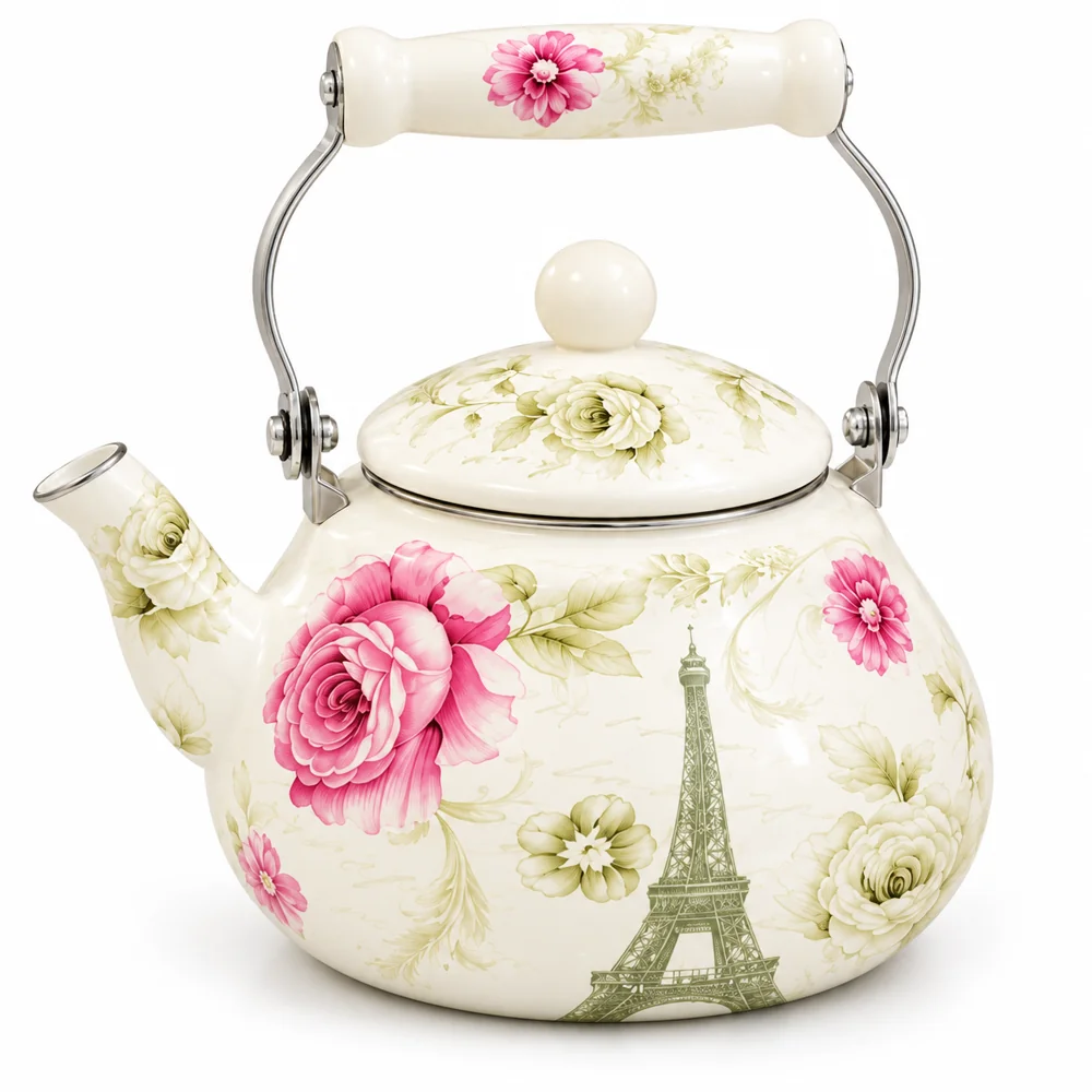 Bouilloire Émaillée à Motifs Floraux – 2 L — photo 1