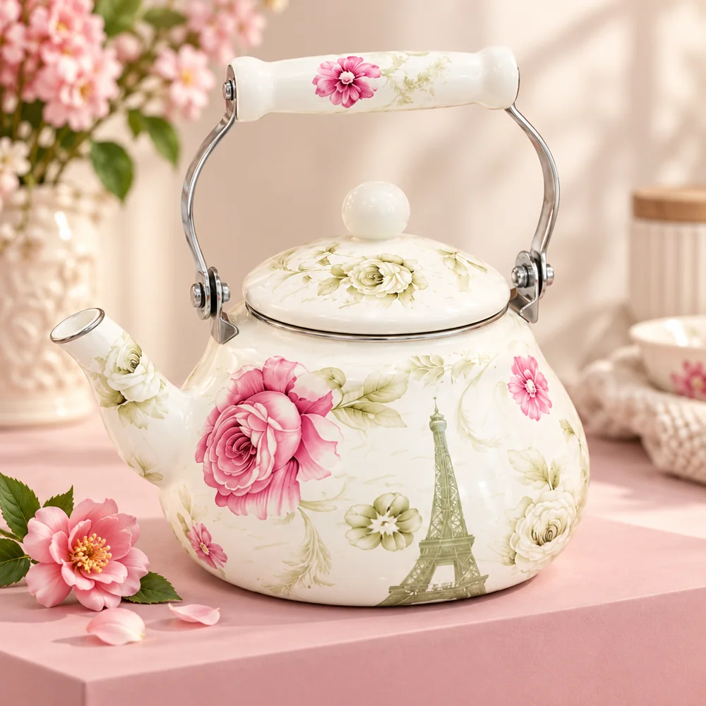 Bouilloire Émaillée à Motifs Floraux – 2 L — photo 2