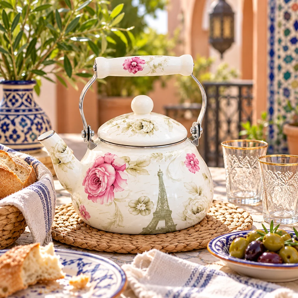 Bouilloire Émaillée à Motifs Floraux – 2 L — photo 3
