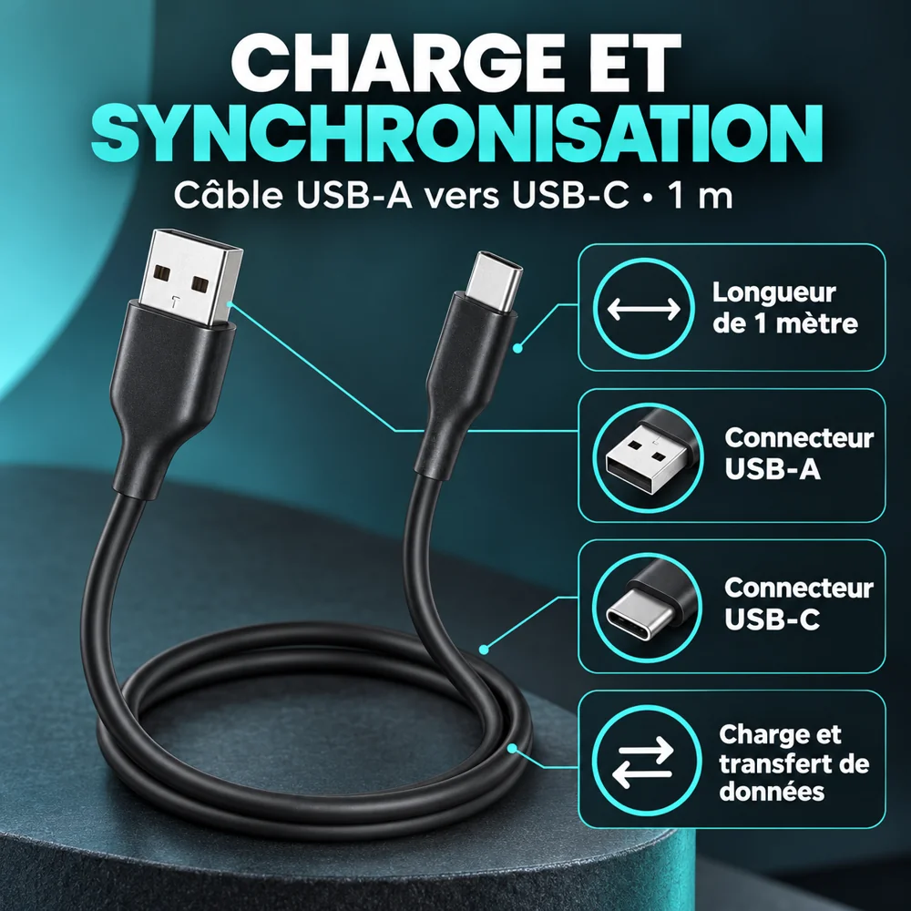 Câble Oraimo RobusLine USB-A vers USB-C – 1 m — photo 2