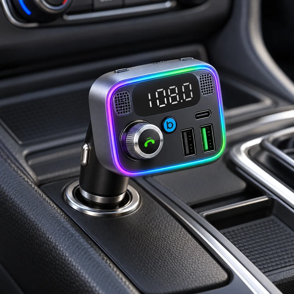 Chargeur Voiture HM132 avec Lecteur MP3, USB-C et LED Multicolores — photo 3