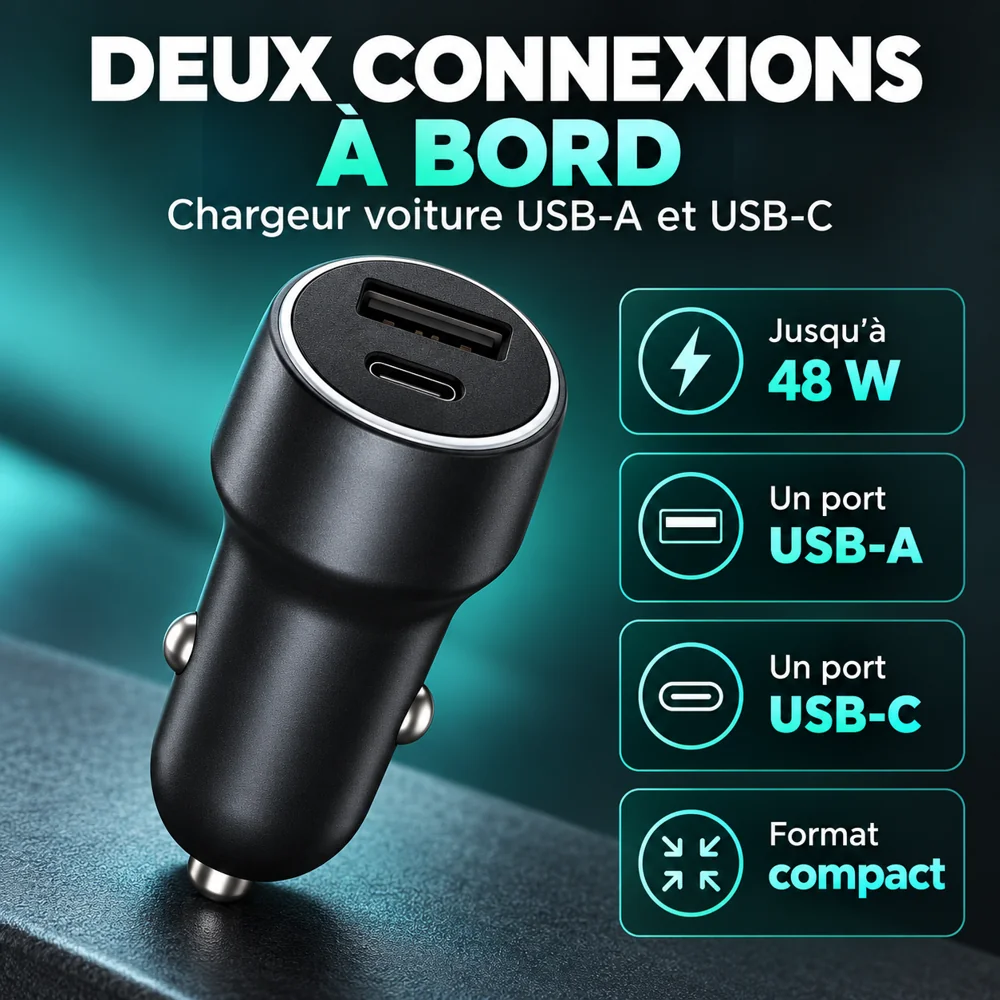 Chargeur Voiture Oraimo Bullet 48 – USB-A et USB-C, 48 W — photo 2