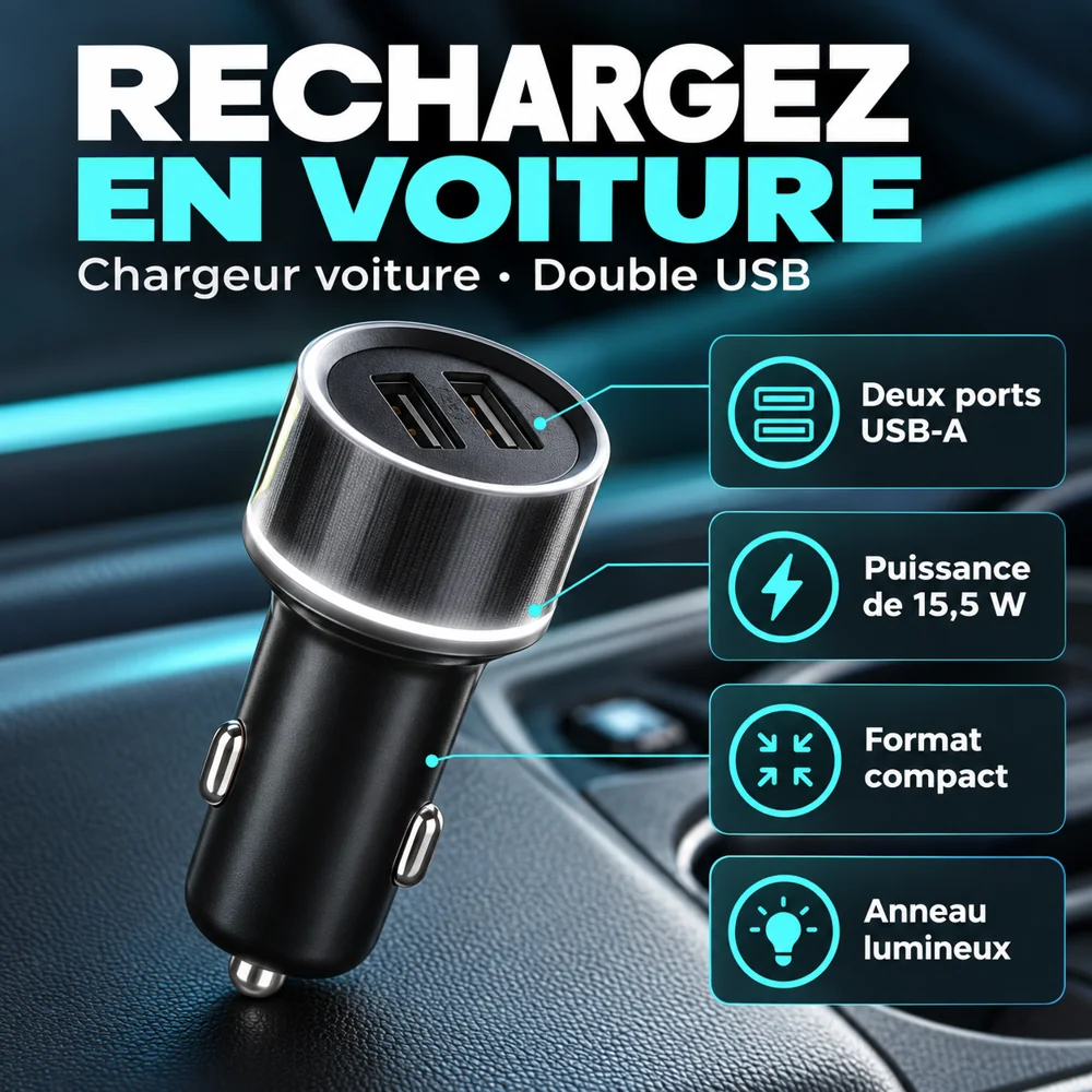Chargeur Voiture Oraimo Highway 15 – Double USB-A, 15,5 W — photo 2