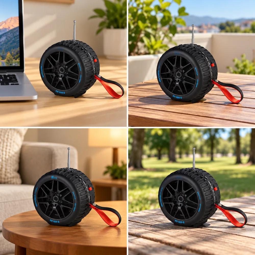 Enceinte Portable Sans Fil en Forme de Roue – FM, USB et Recharge Solaire FP-509-S — photo 4