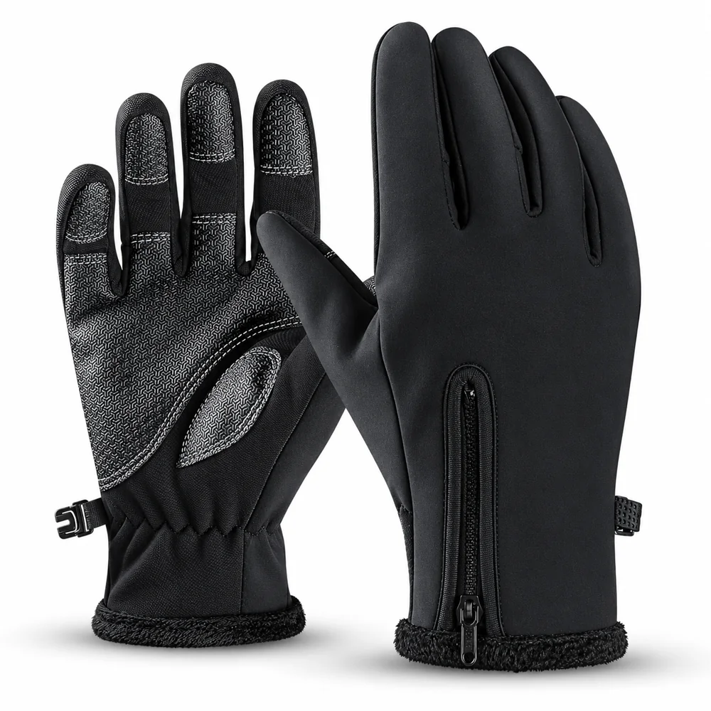 Gants Noirs à Zip et Paumes Texturées — photo 1