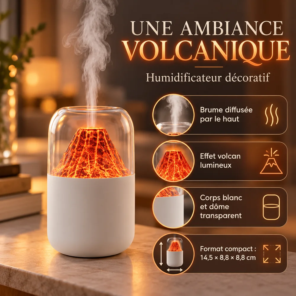 Humidificateur Décoratif Effet Volcan – Blanc — photo 2
