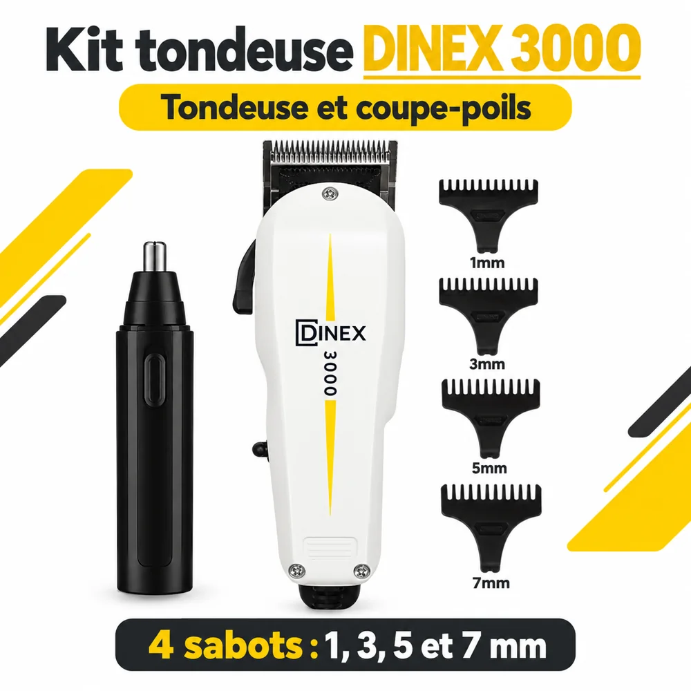Kit Tondeuse à Cheveux DINEX 3000 avec Coupe-Poils et 4 Sabots — photo 2