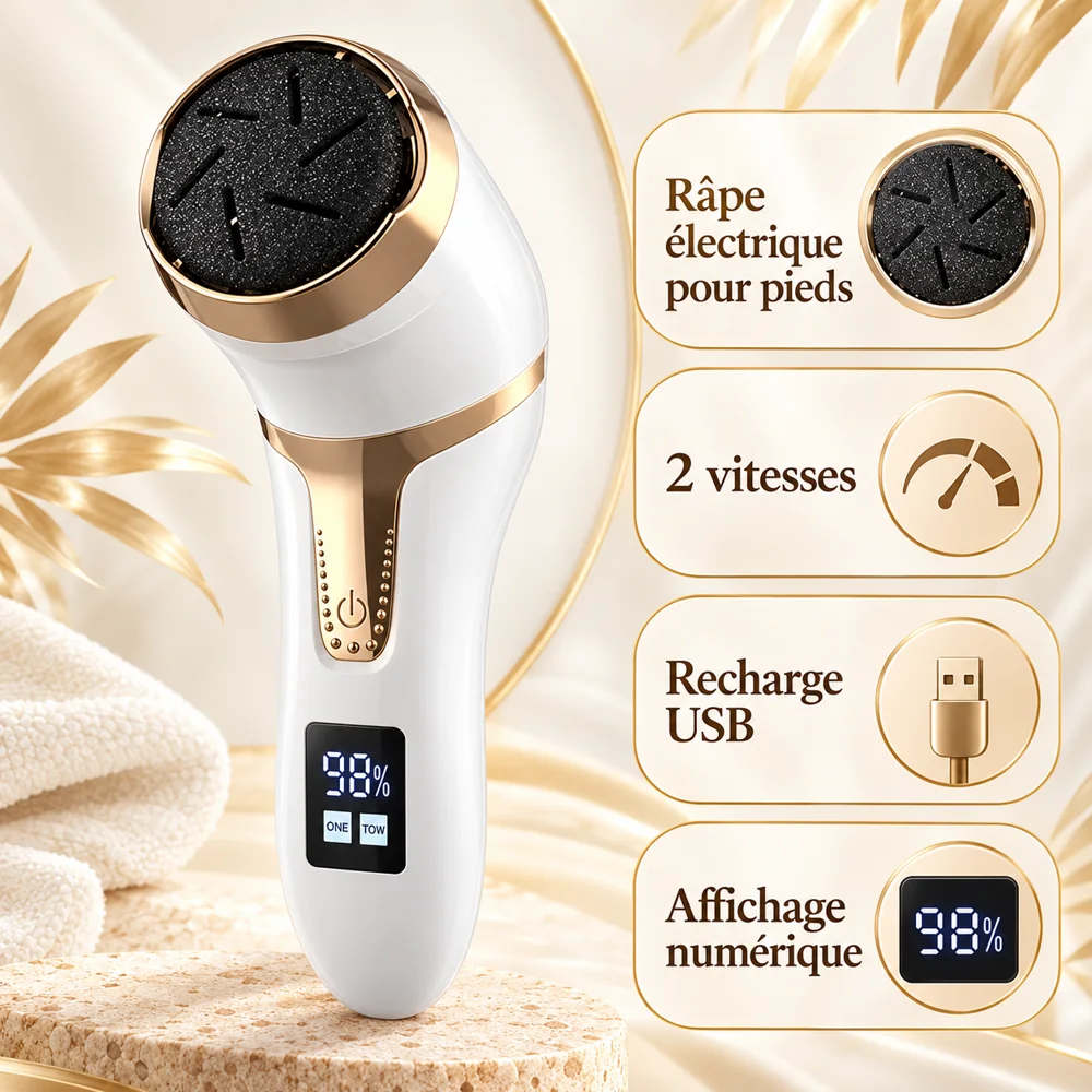 Râpe Électrique pour Pieds Rechargeable USB – 2 Vitesses et Affichage Numérique — photo 2