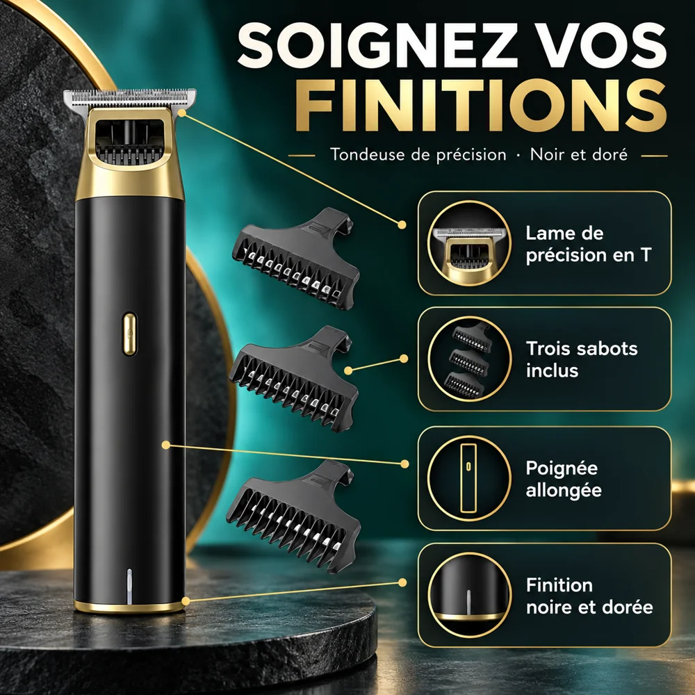 Tondeuse de Précision Oraimo avec 3 Sabots – Noir et Doré — photo 2
