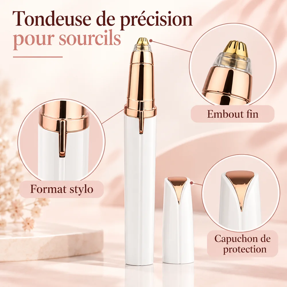 Tondeuse de Précision pour Sourcils – Blanc et Rose Doré — photo 2