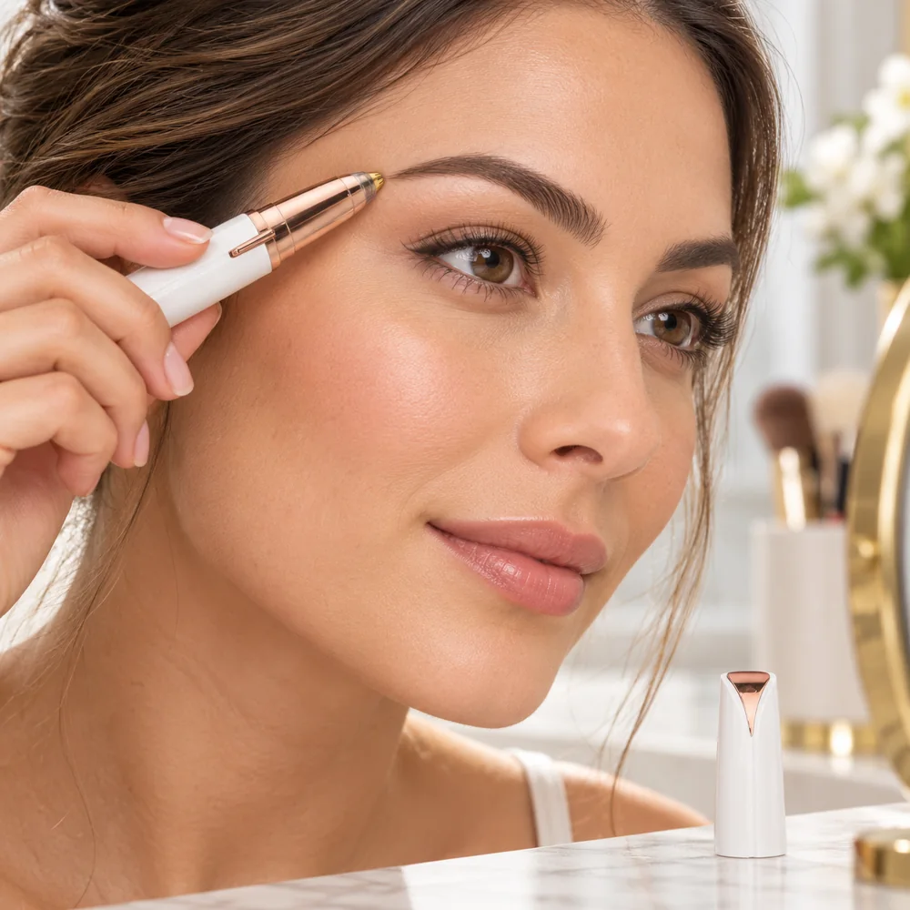 Tondeuse de Précision pour Sourcils – Blanc et Rose Doré — photo 3