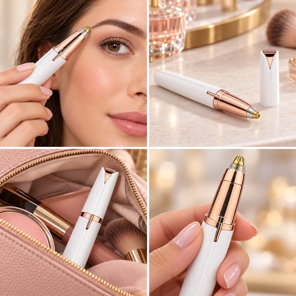 Tondeuse de Précision pour Sourcils – Blanc et Rose Doré — photo 4